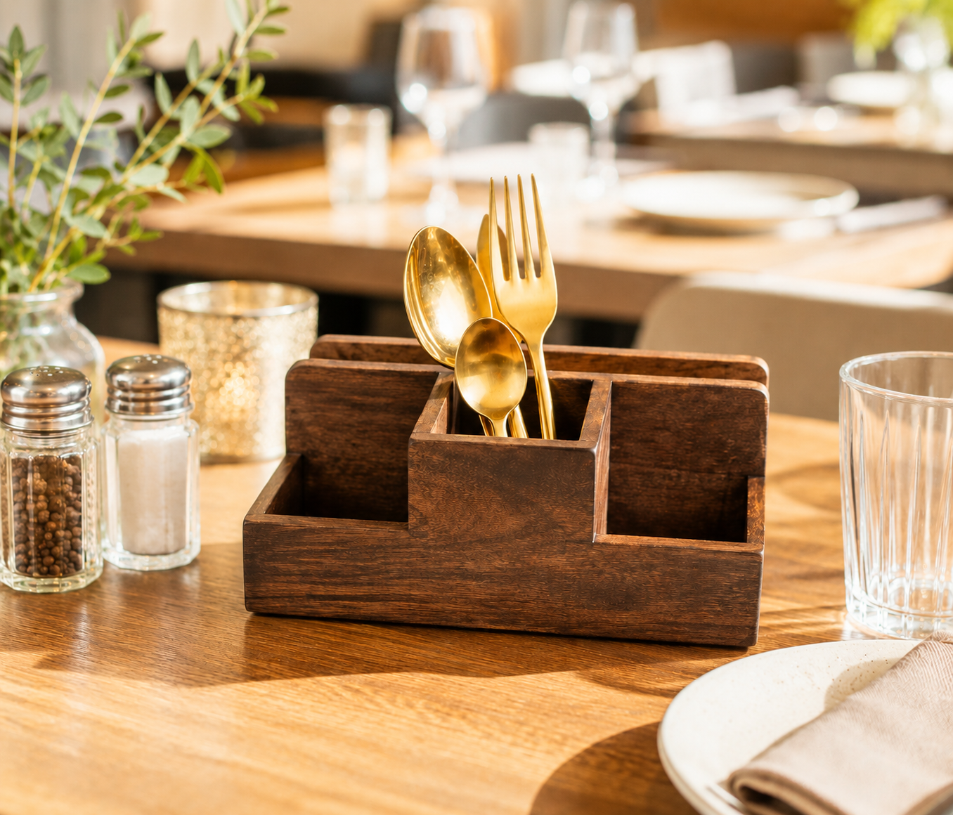 Wood condiment holder