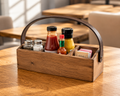 Wood Condiment holder with Leather