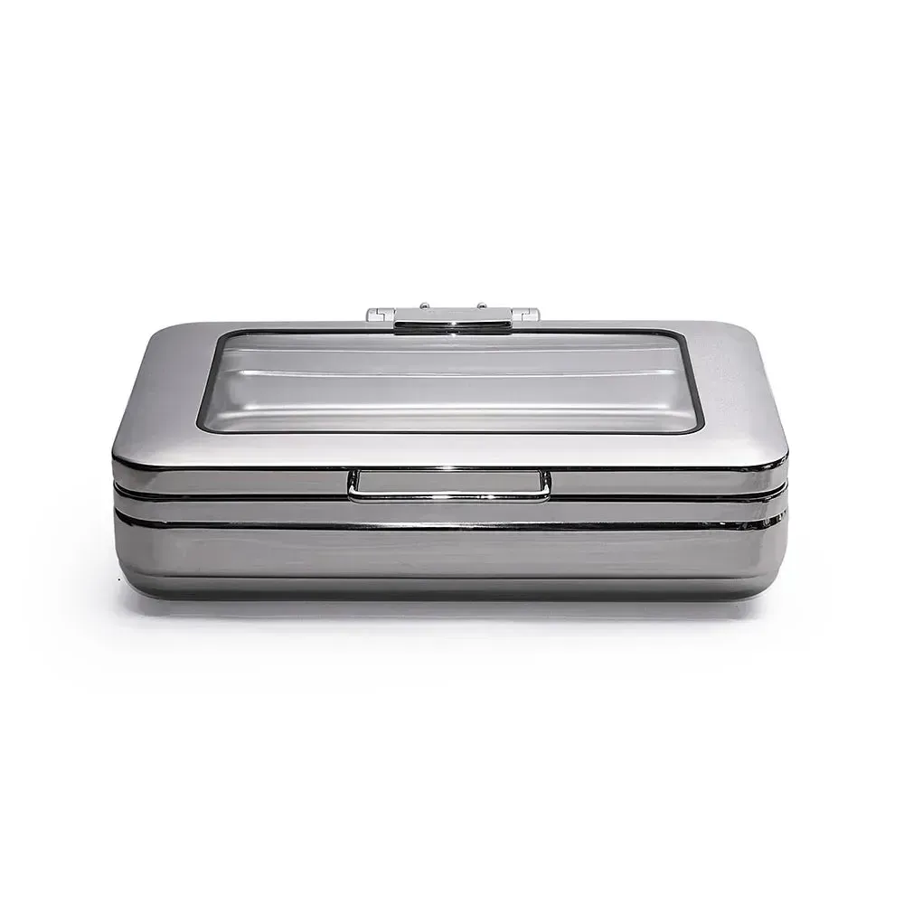 Wundermaxx Prämie SS 18/10 Rectangle Induction Chafing Dish with Glass Lid