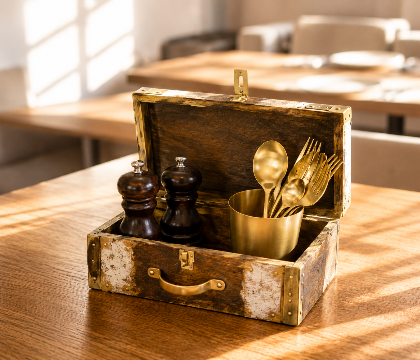Wood Condiment holder Box
