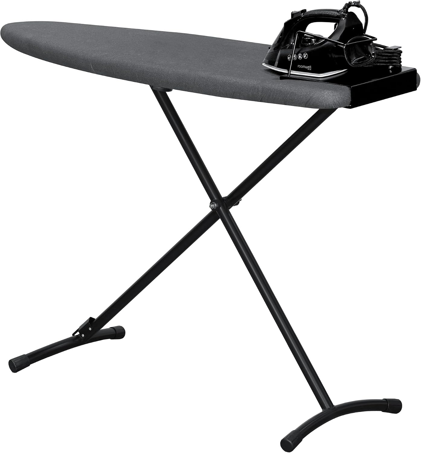 Roomwell, Prestige Ironing Board With Iron Rest & Heat Resistant Cover, 8mm, Black