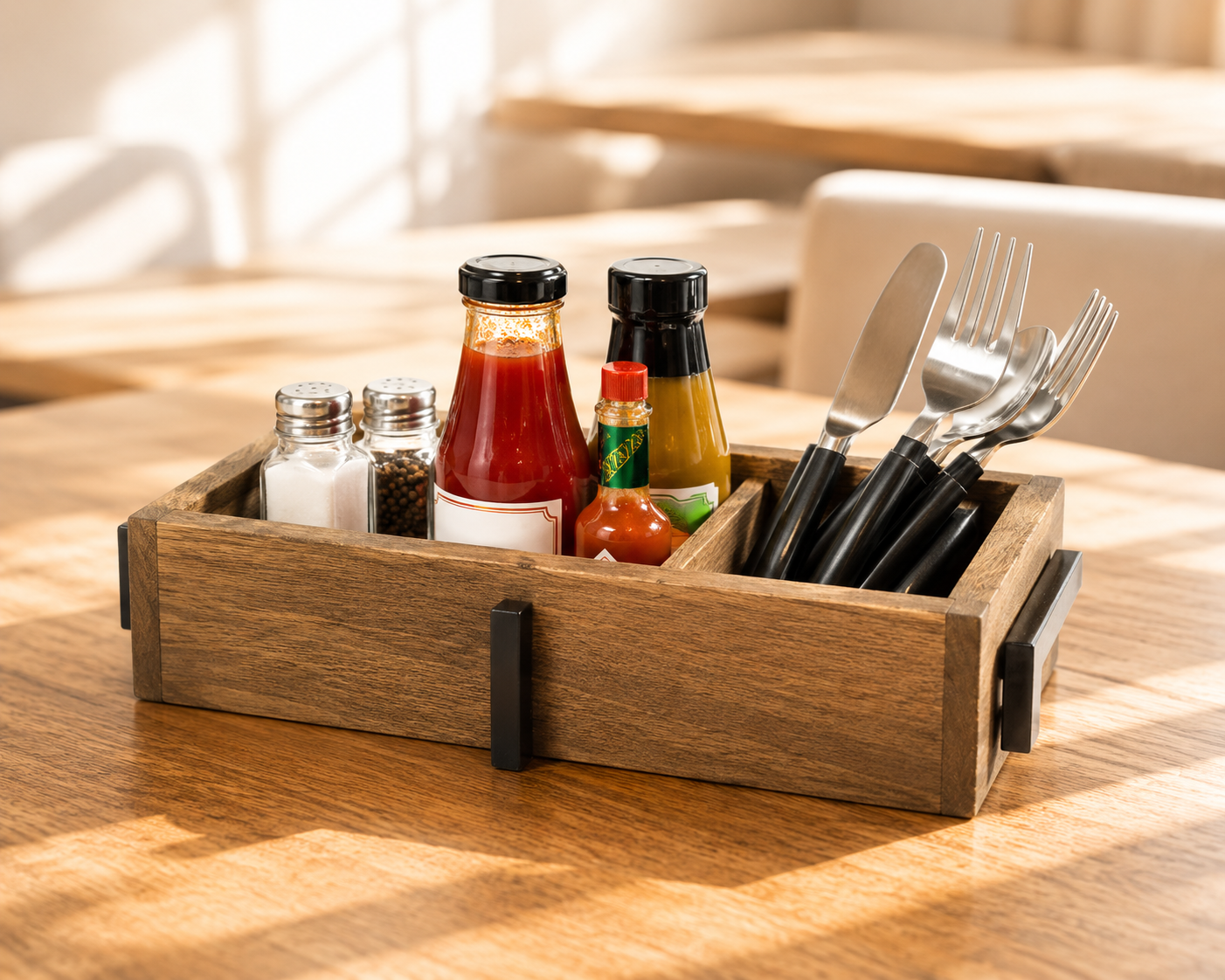 Wood condiment holder