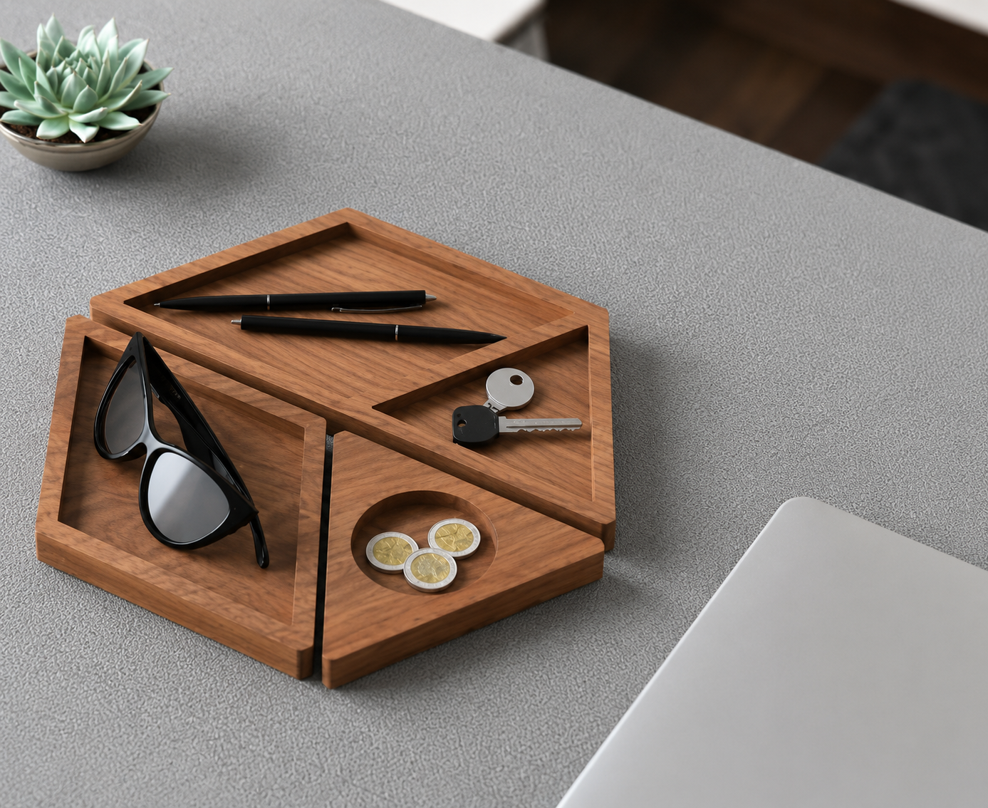 Wooden Multi Use Hexa Organizer (Set of 3)