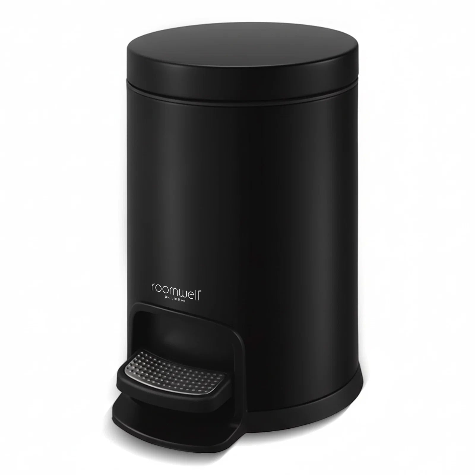 Roomwell, Action Round Pedal Waste Bin, Round, 5L, Black