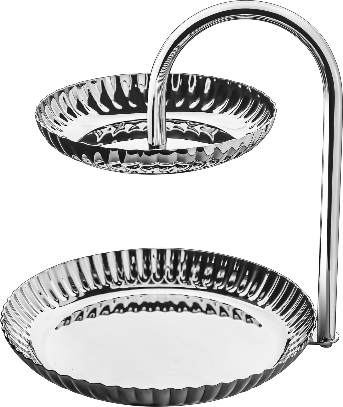 Stainless Steel 18/10 2-Tier Snack Stand with Pattern