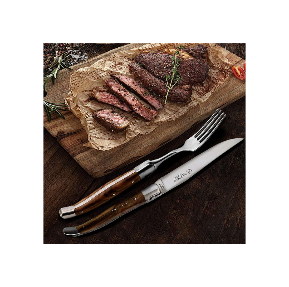 Wooden STEAK KNIFE & STEAK FORK