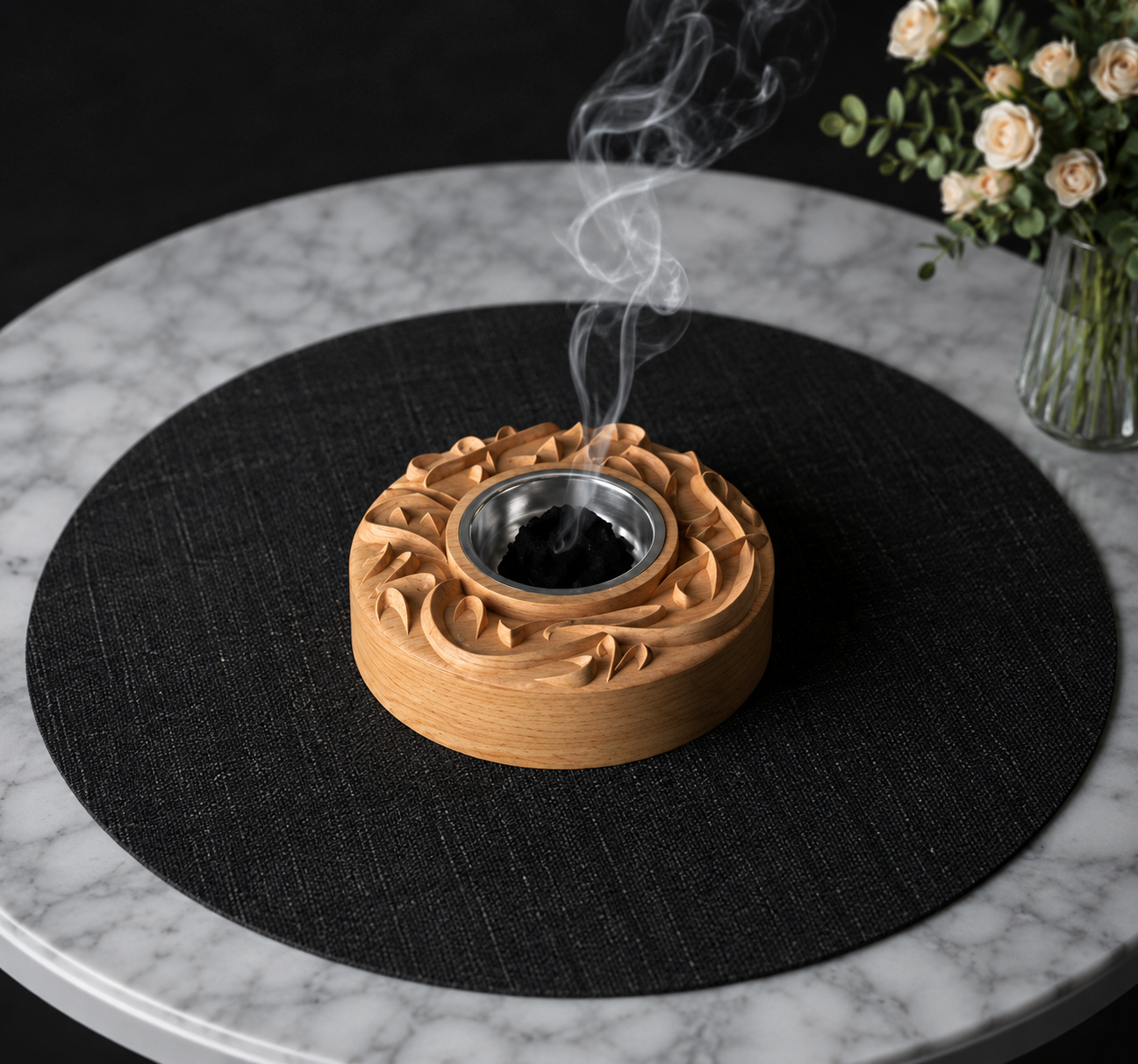Wooden Madkhan Round Burner