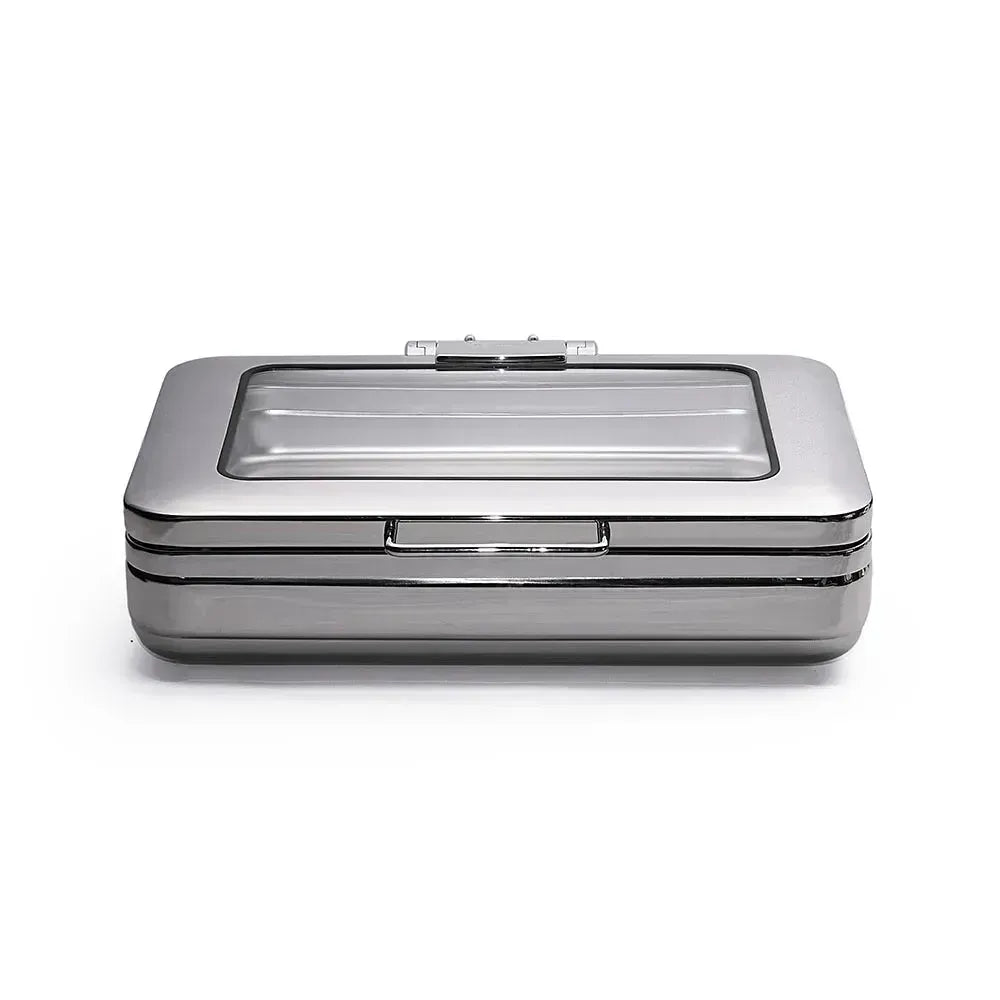 Wundermaxx Prämie SS 18/10 Rectangle Induction Chafing Dish with Glass Lid
